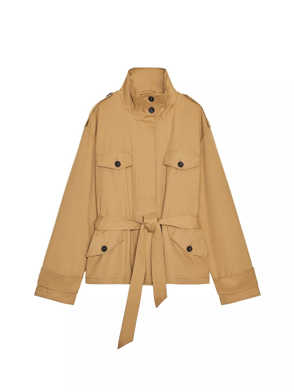 ZARA WOMAN NWT SS25 MID-CAMEL CROPPED TRENCH COAT